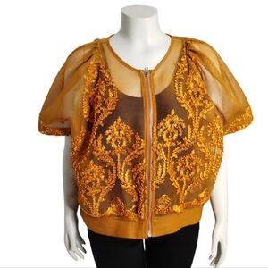 For Her NYC Diva Rosetta Sheer Contemporary Top 1X Streetwear Maximalist Festiva